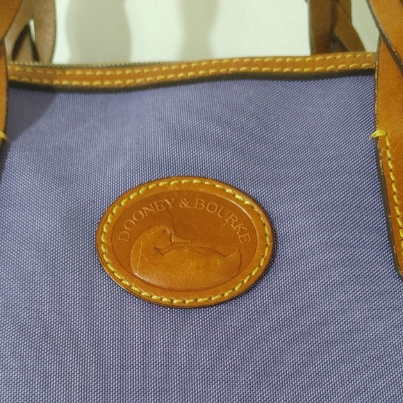 Vintage Dooney And Bourke Purple Blakely Leather-Trimmed Women's Satchel - Picture 2 of 6